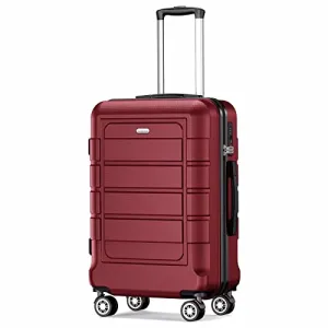 SHOWKOO Luggage Carry-On 20-Inch - Lightweight ABS PC, Silent Wheels, Wine Red