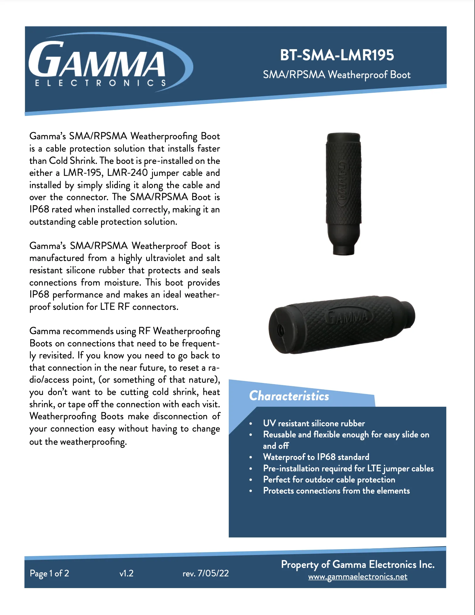 SMA RF Weatherproof Boot