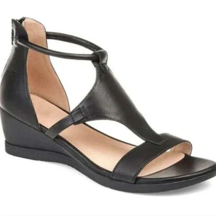 Solid Color Slope Heel Women's Sandals