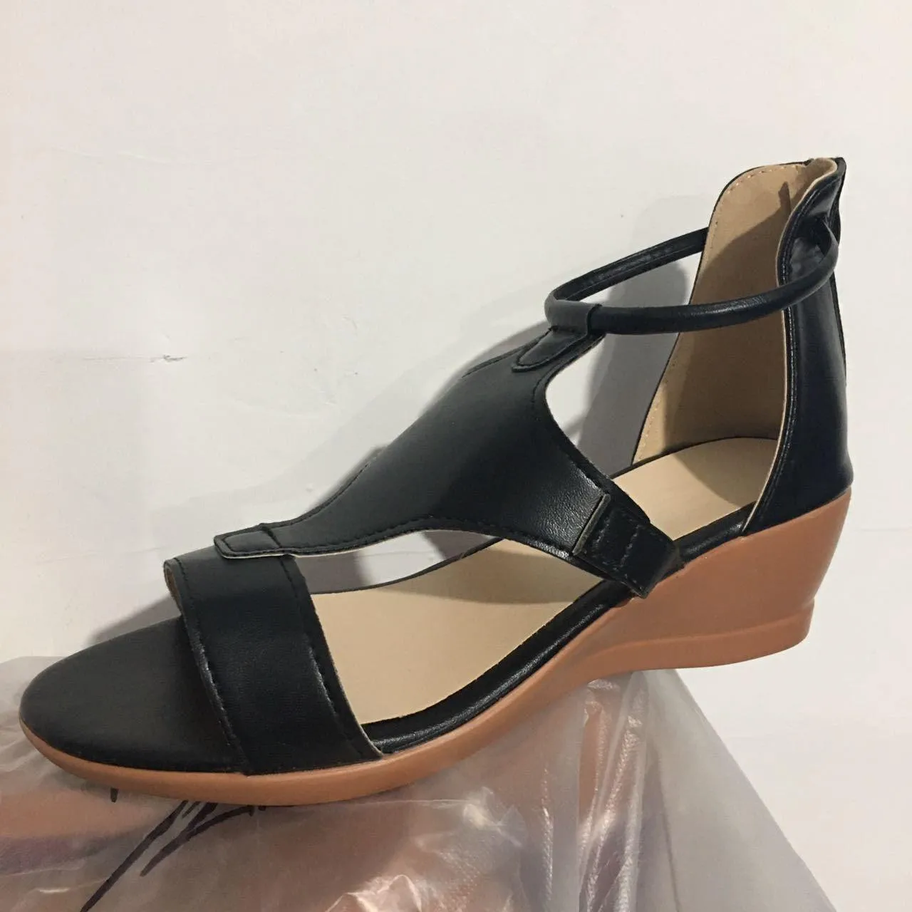 Solid Color Slope Heel Women's Sandals