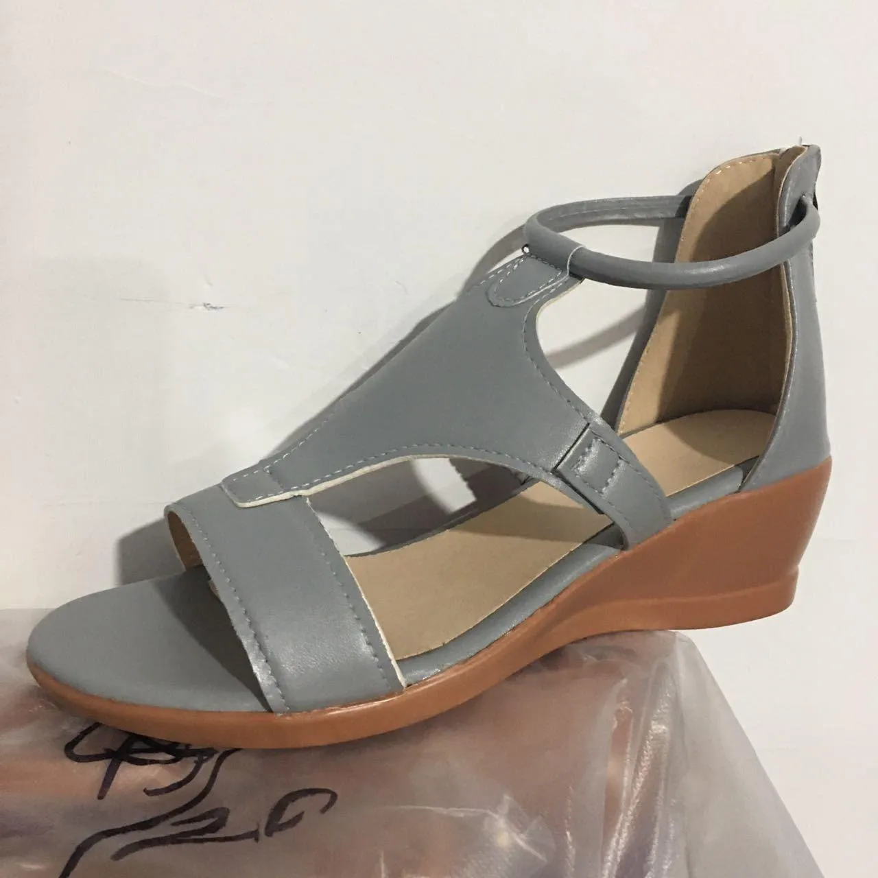 Solid Color Slope Heel Women's Sandals