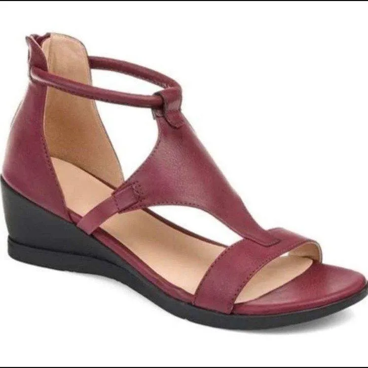 Solid Color Slope Heel Women's Sandals
