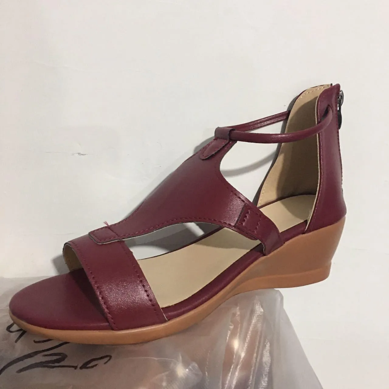 Solid Color Slope Heel Women's Sandals