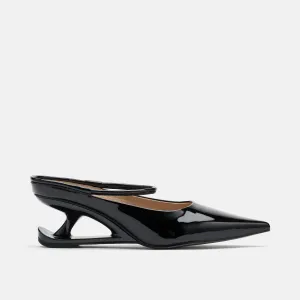 Sophia Black Patent Leather Strap Pumps