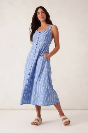 Strappy Placket Dress - Oxford Blue Stripe