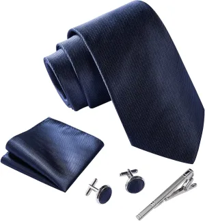 Ties for Men Set with Pocket Square Cufflink and Tie Clip | Necktie Handkerchief in Gift Box for Wedding and Business