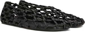 Women's Cutout Knotted Leather Ballet Flats - Square Toe Slip-On Loafers, Breathable Office Ballerinas for Work, Casual & Daily Wear