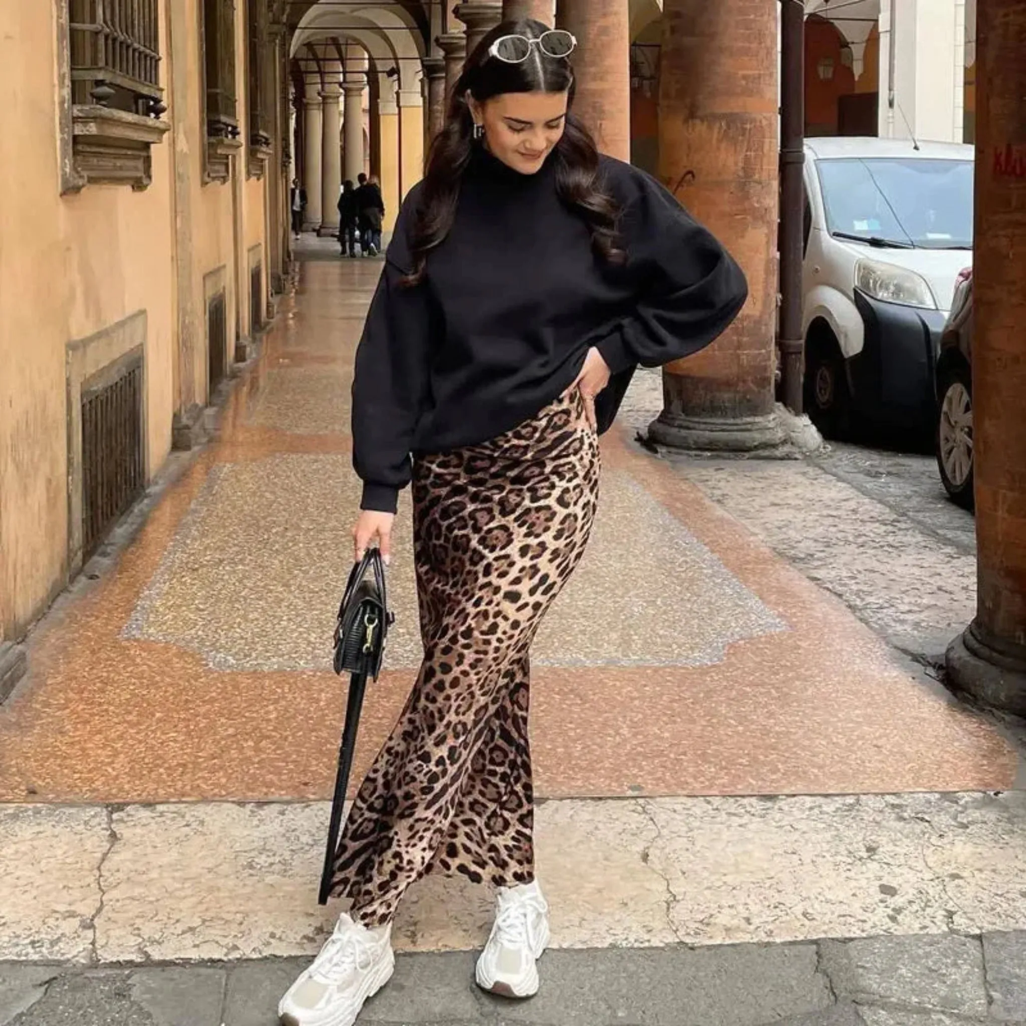 Women's Leopard Print Midi Skirts Stylish Long Skirts