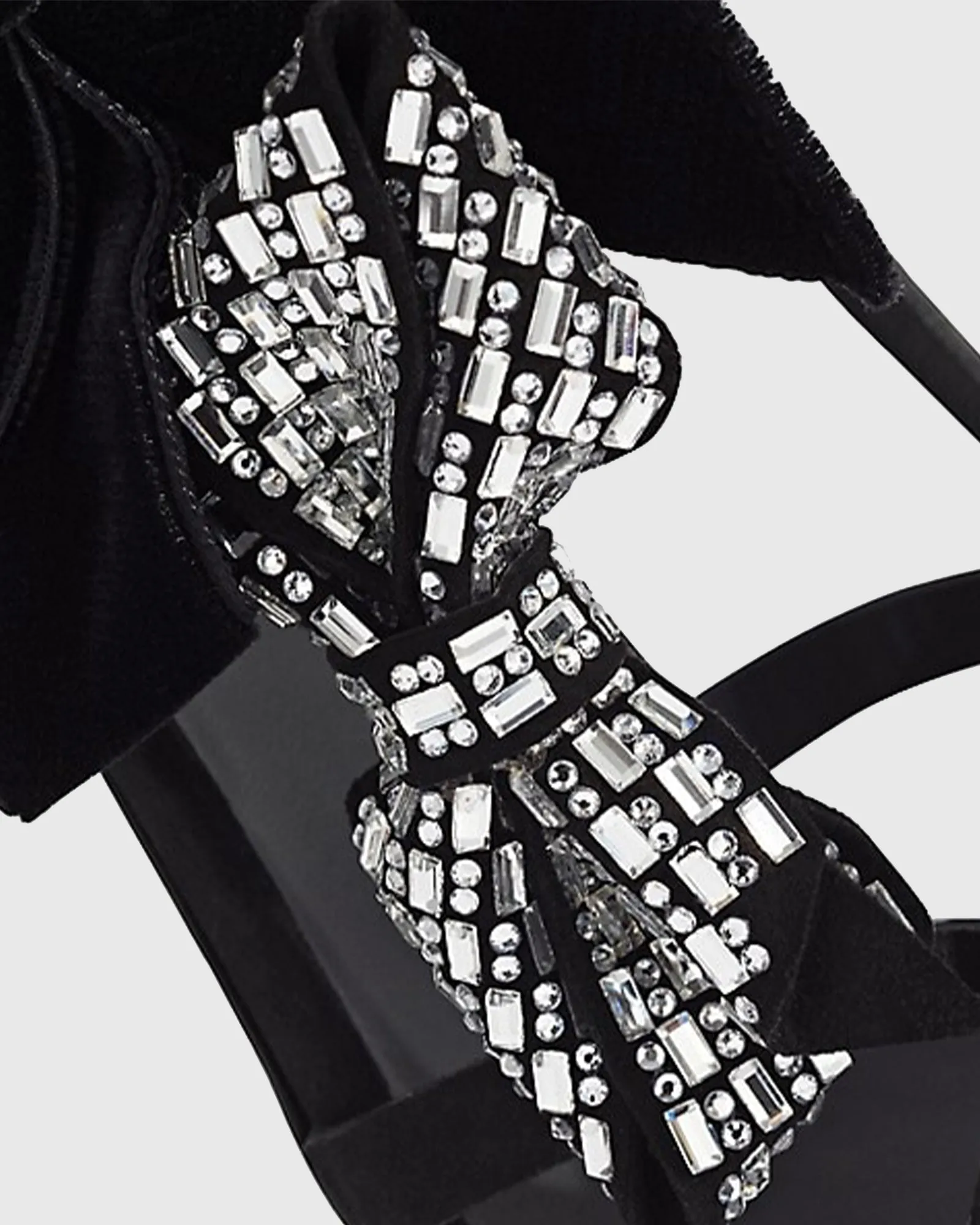 Ylenia Rhinestone Bow Slingback Sandals In Black