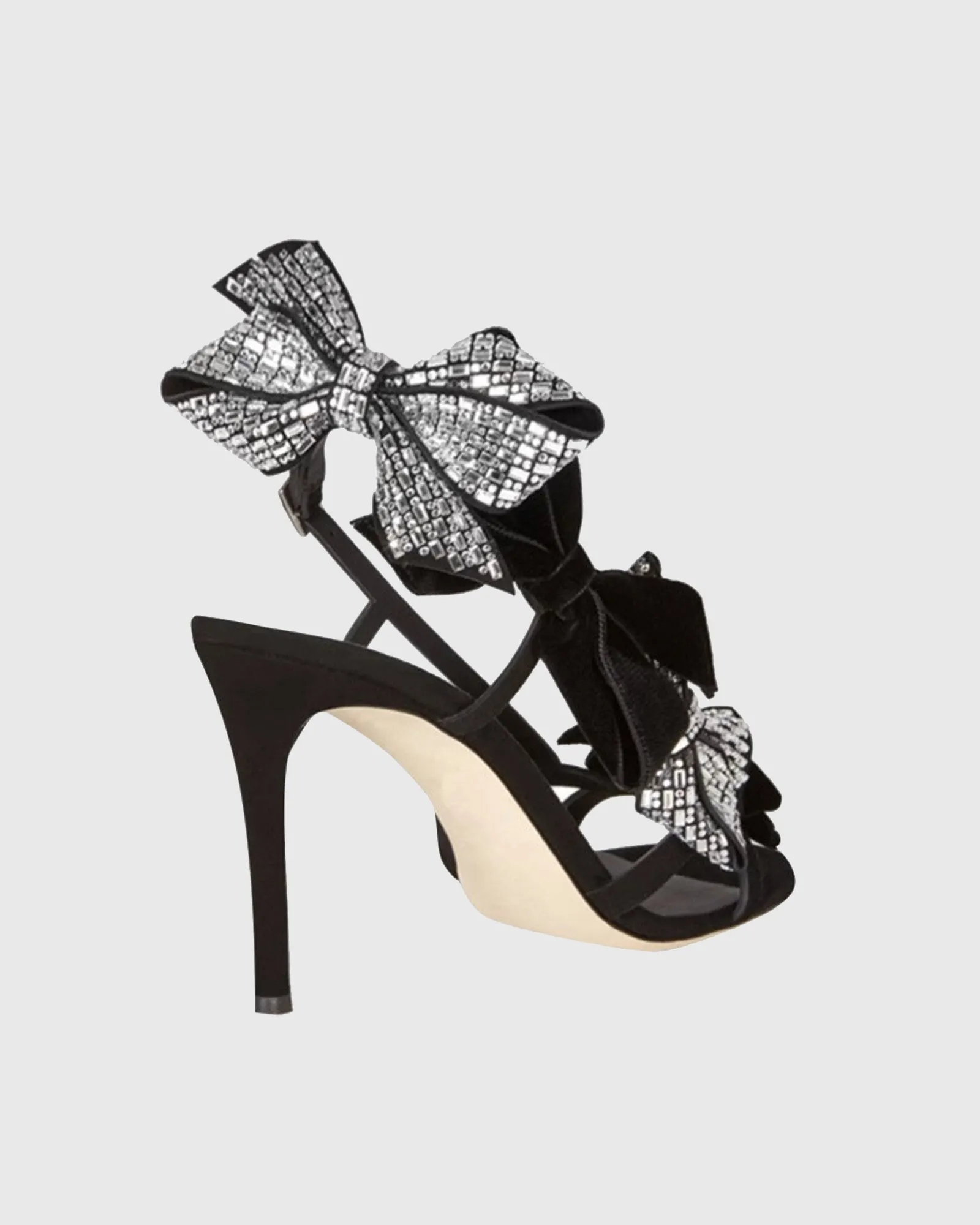 Ylenia Rhinestone Bow Slingback Sandals In Black